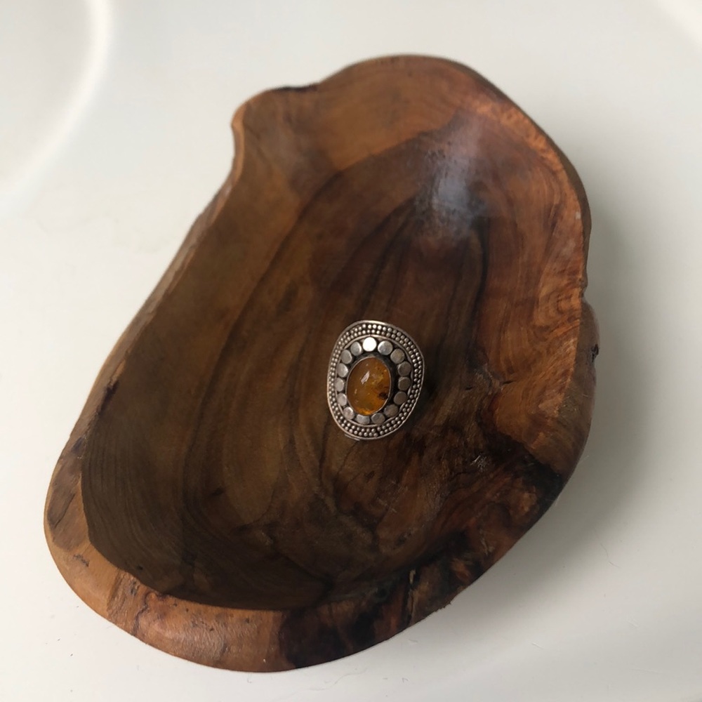Vintage sterling silver amber ring